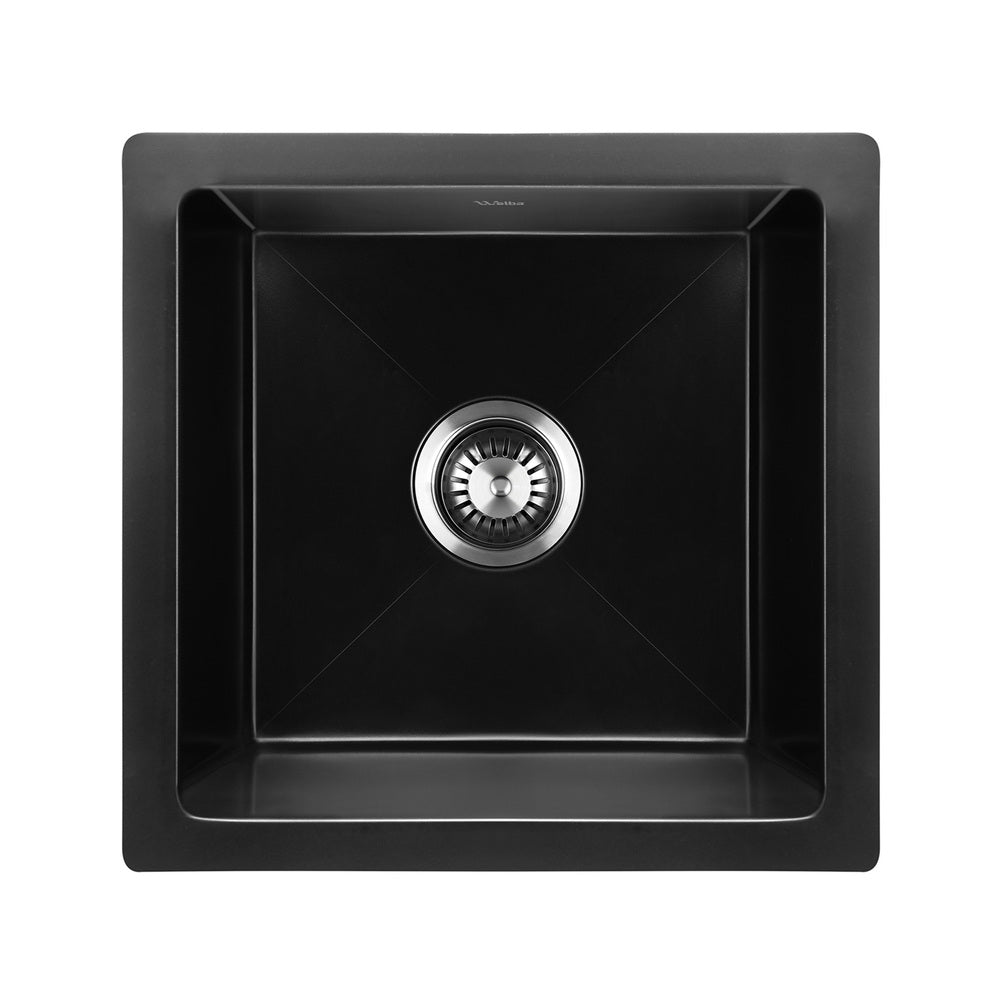 Welba Kitchen Sink 38x38cm Granite Stone Sink Laundry Basin Single Bowl Black-Granite Sink-PEROZ Accessories
