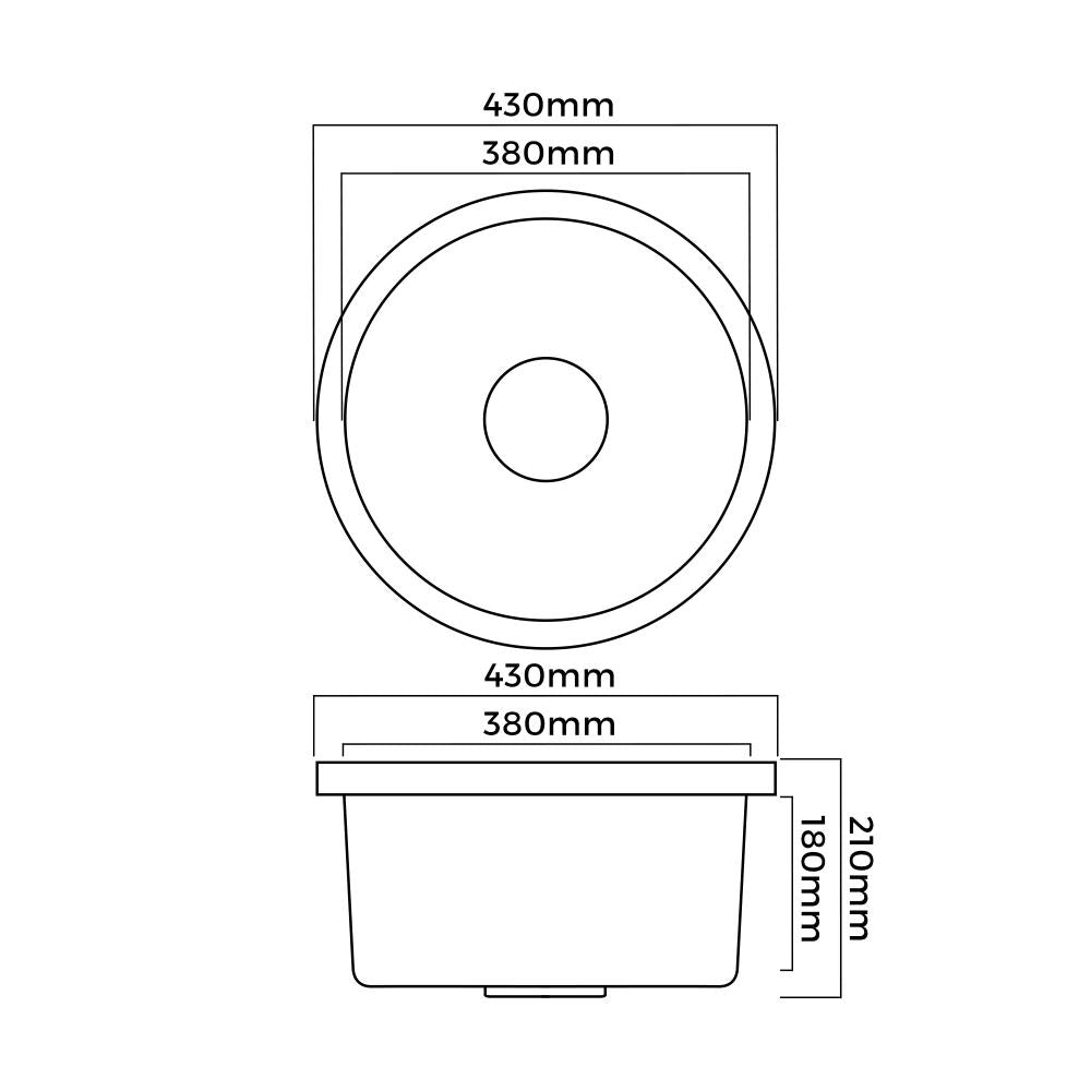 Welba Kitchen Sink Basin Stone Sink Bathroom Laundry Single Bowl 430mmx430mm-Kitchen Sinks-PEROZ Accessories