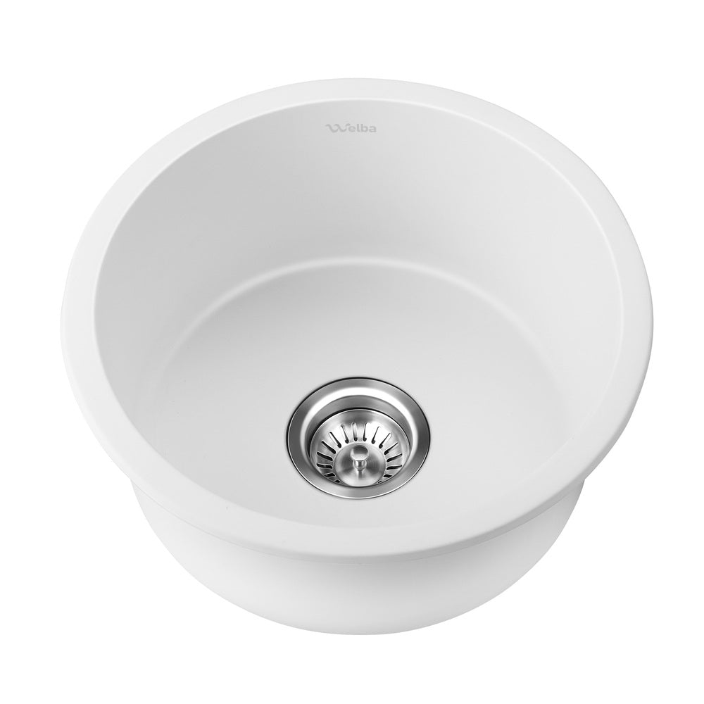 Welba Kitchen Sink Basin Stone Sink Bathroom Laundry Single Bowl 430mmx430mm WH-Kitchen Sinks-PEROZ Accessories