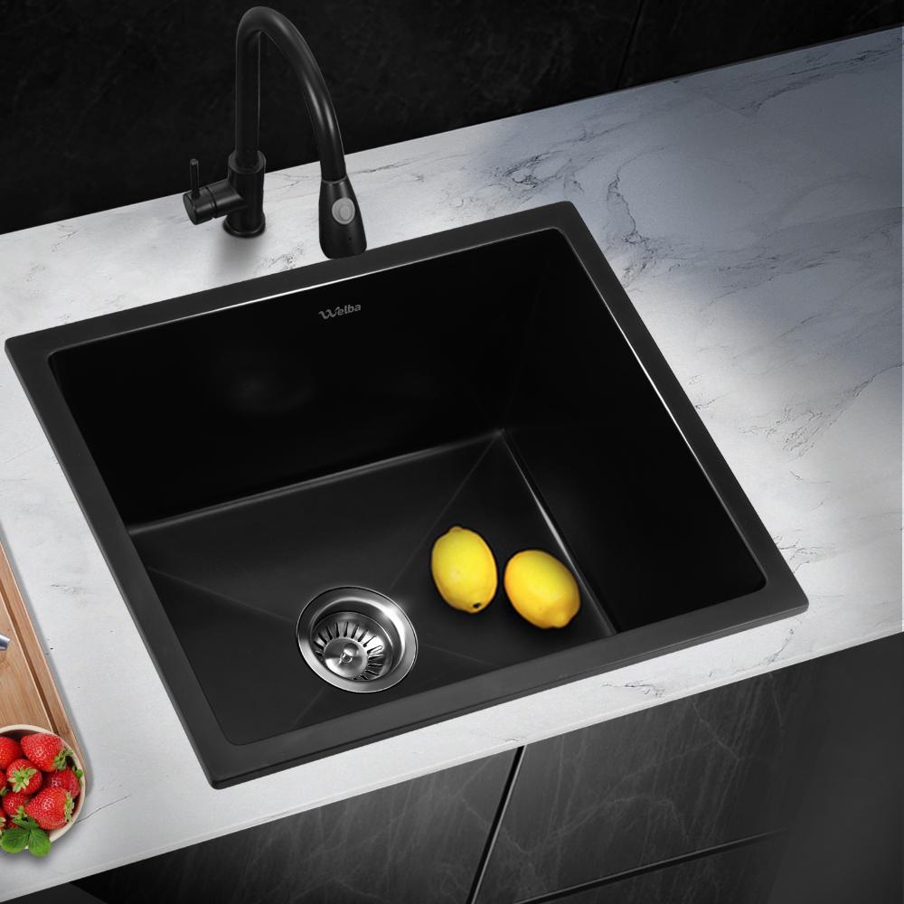 Welba Kitchen Sink Basin Stone Sink Bathroom Laundry Single Bowl 460mmx410mm-Kitchen Sinks-PEROZ Accessories