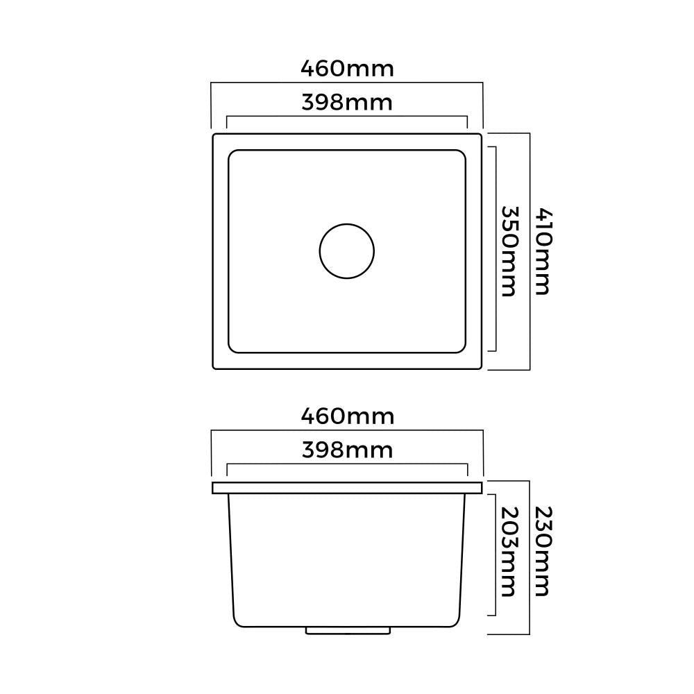 Welba Kitchen Sink Basin Stone Sink Bathroom Laundry Single Bowl 460mmx410mm-Kitchen Sinks-PEROZ Accessories