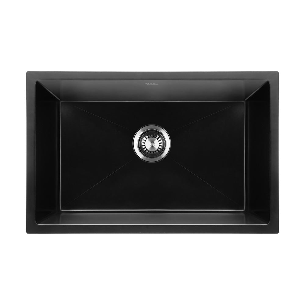 Welba Kitchen Sink 70x45cm Granite Stone Sink Laundry Basin Single Bowl Black-Granite Sink-PEROZ Accessories