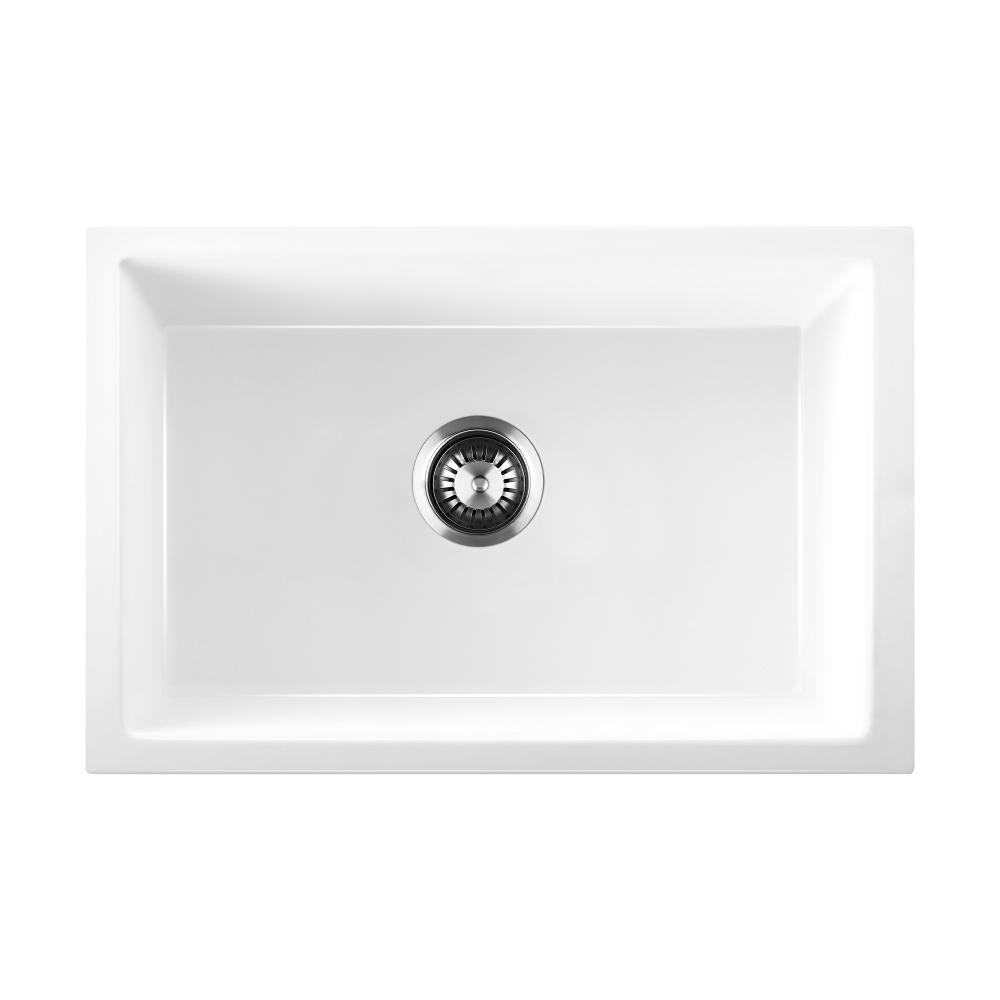 Welba Kitchen Sink 70x45cm Granite Stone Sink Laundry Basin Single Bowl White-Granite Sink-PEROZ Accessories