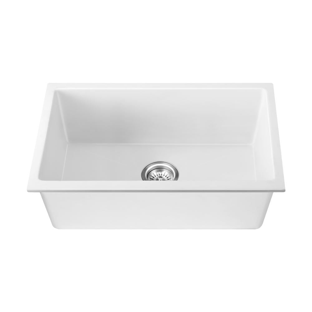 Welba Kitchen Sink 70x45cm Granite Stone Sink Laundry Basin Single Bowl White-Granite Sink-PEROZ Accessories