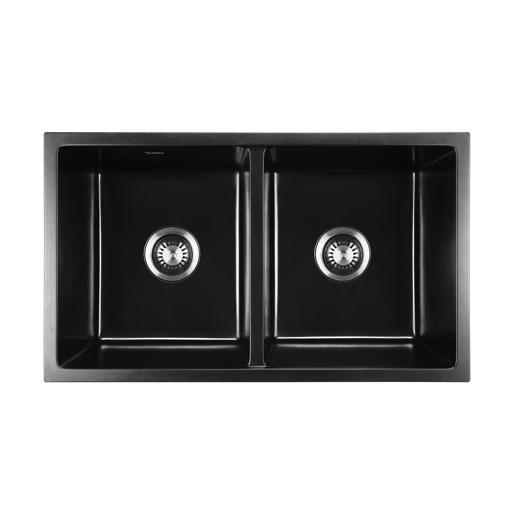 Welba Kitchen Sink Basin Stone Sink Bathroom Laundry Double Bowl 770mmx450mm-Kitchen Sinks-PEROZ Accessories