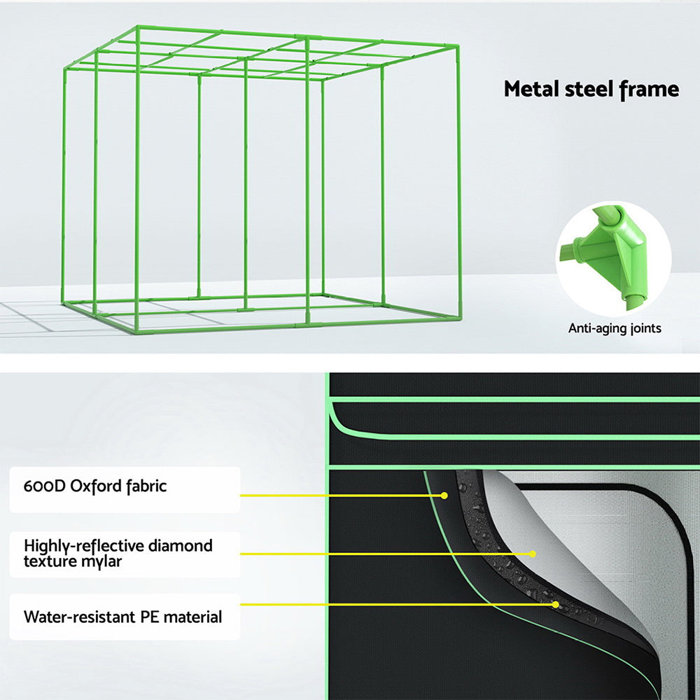 Greenfingers Grow Tent Kits 240x240x200cm Hydroponics Indoor Grow System Black-Home & Garden > Greenhouses > Greenhouses & Accessories-PEROZ Accessories