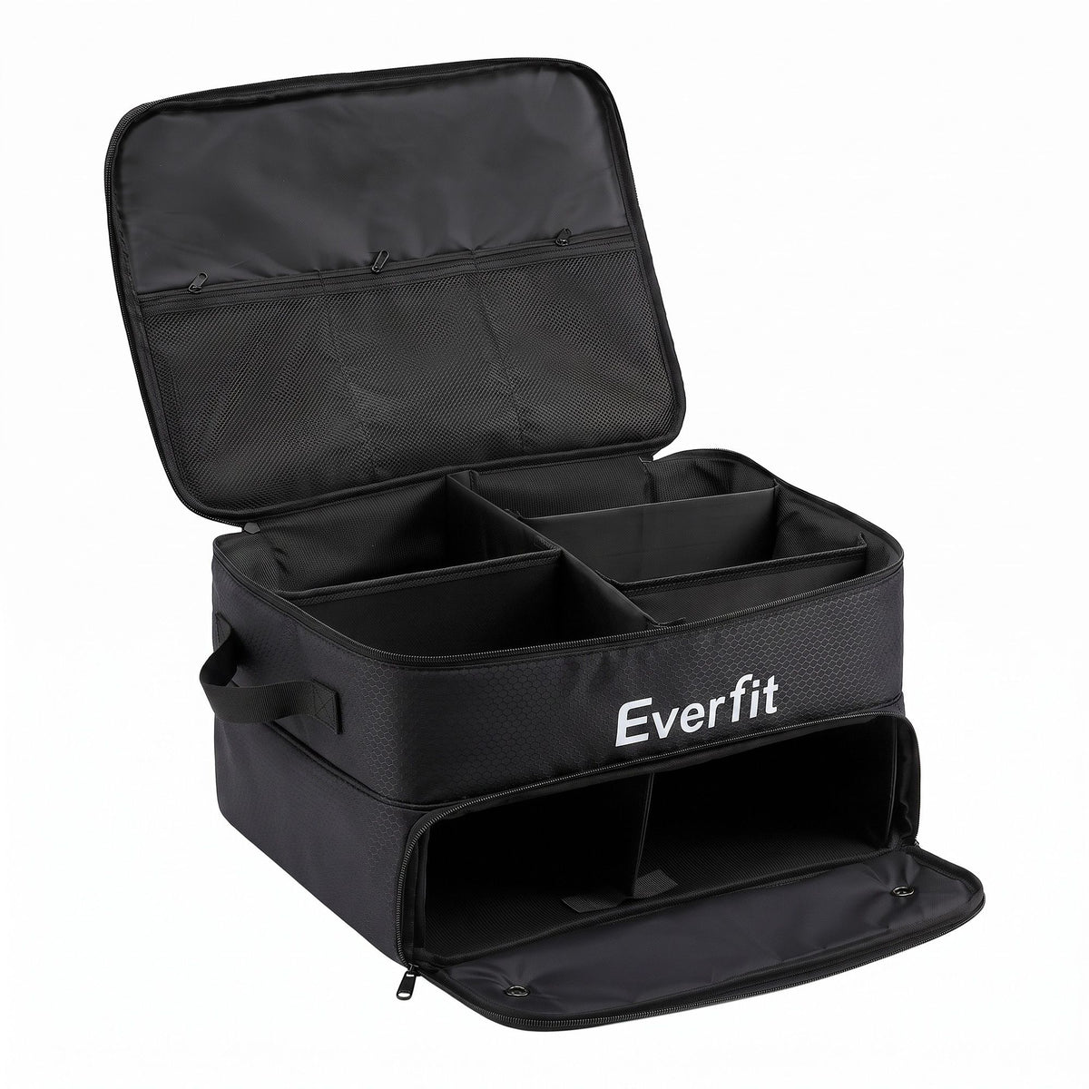Everfit Golf Trunk Organizer for Car, 2-Tier Golf Storage Bag with Ventilated Shoe Compartment Black-Sports & Fitness > Golf > Golf Accessories-PEROZ Accessories