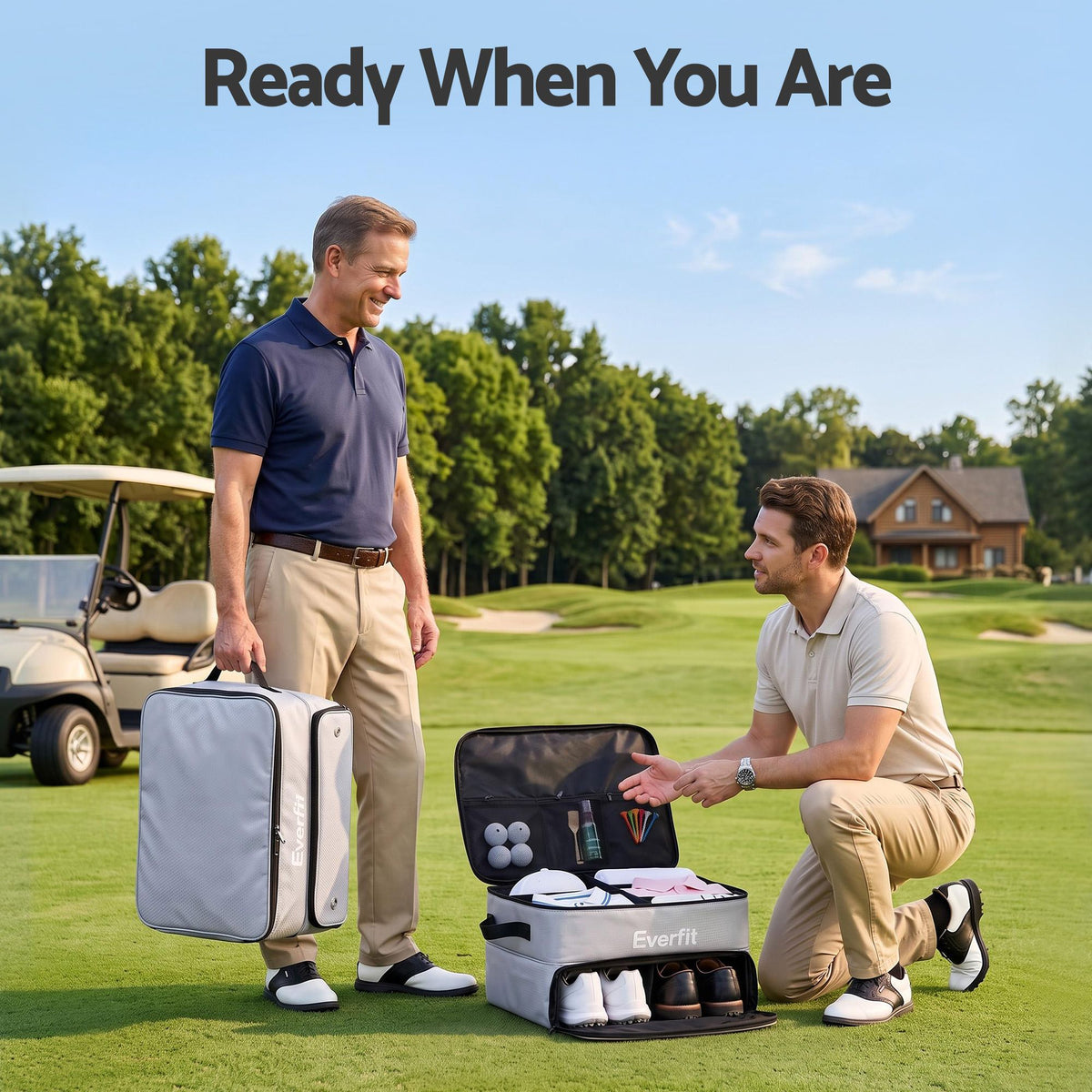Everfit Golf Trunk Organizer for Car, 2-Tier Golf Storage Bag with Ventilated Shoe Compartment Grey-Sports & Fitness > Golf > Golf Accessories-PEROZ Accessories