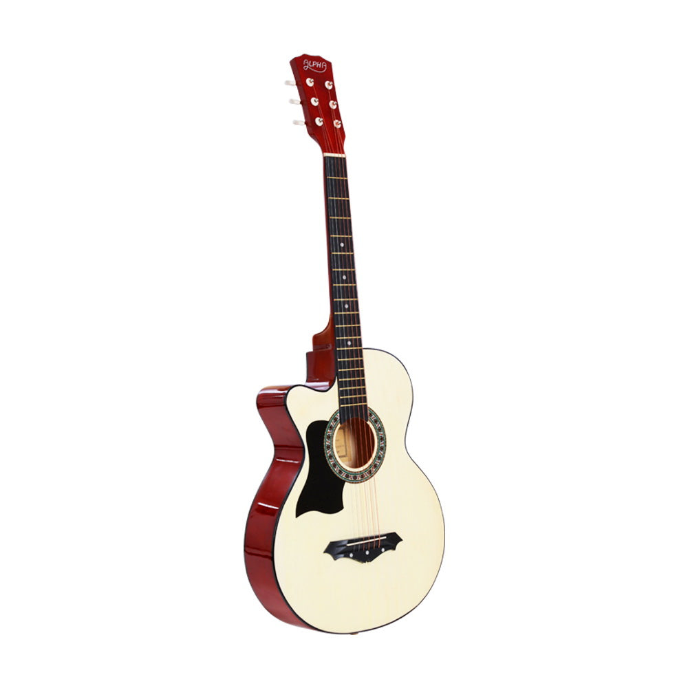 Alpha 38 Inch Acoustic Guitar Wooden Body Steel String w/ Stand Left Handed-Audio & Video > Musical Instrument & Accessories-PEROZ Accessories