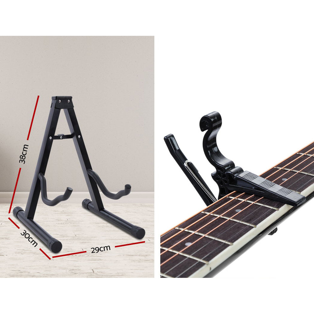 Alpha 41 Inch Acoustic Guitar Wooden Body Steel String Dreadnought Stand Wood-Audio & Video > Musical Instrument & Accessories-PEROZ Accessories