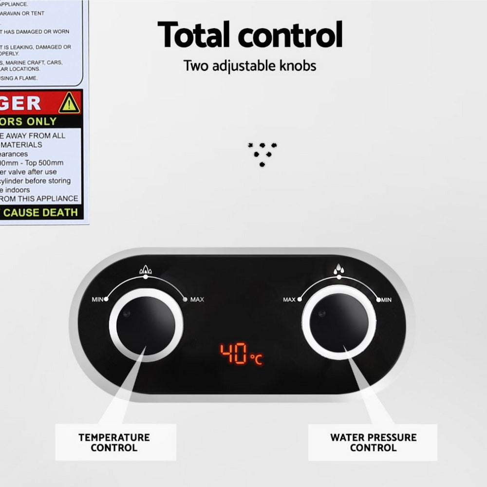 Devanti Portable Gas Water Heater Outdoor Camping Shower White-Outdoor Recreation > Camping > Portable Toilets & Showers-PEROZ Accessories