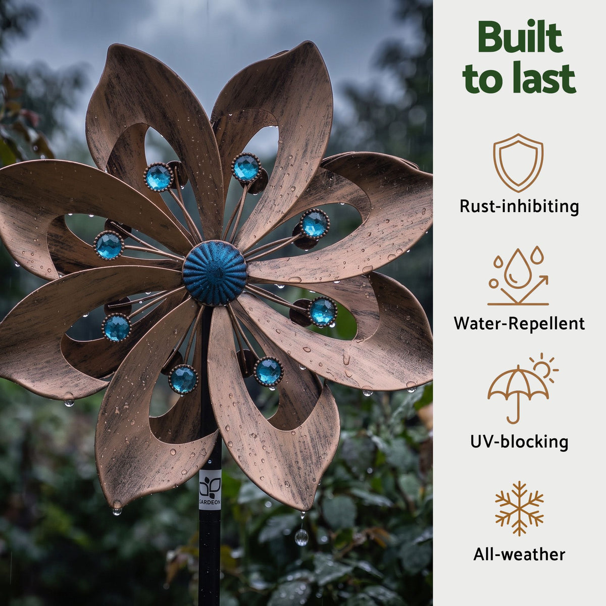 Gardeon Garden Windmill Double Layer Metal Wind Spinner 190cm Bronze-Home & Garden > Decor > Garden Ornaments-PEROZ Accessories