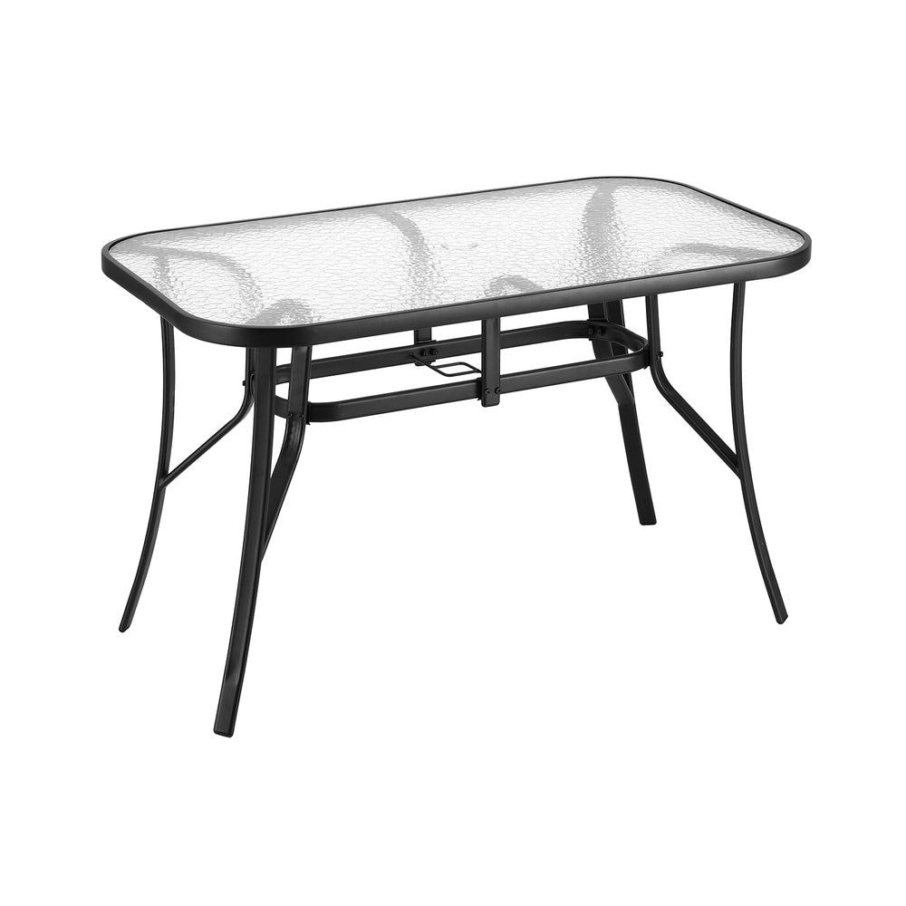 Gardeon 120CM Outdoor Dining Table Steel Parasol Hole Desk Patio Furniture Black-Furniture > Outdoor > Outdoor Tables-PEROZ Accessories