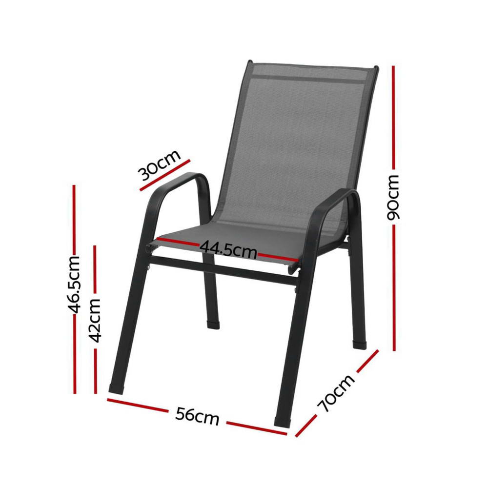 Gardeon 2PC Outdoor Dining Chairs Stackable Lounge Chair Patio Furniture Grey-Furniture > Outdoor > Outdoor Chairs-PEROZ Accessories