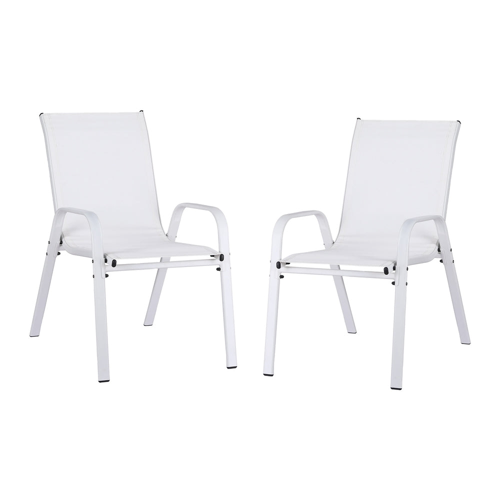 Gardeon 2PC Outdoor Dining Chairs Stackable Lounge Chair Patio Furniture White-Furniture > Outdoor > Outdoor Chairs-PEROZ Accessories