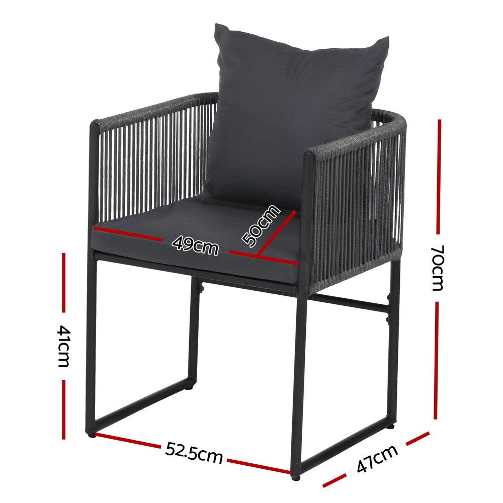Gardeon 2PC Outdoor Dining Chairs Woven Rope Chair Patio Furniture Garden Steel-Furniture > Outdoor > Outdoor Chairs-PEROZ Accessories