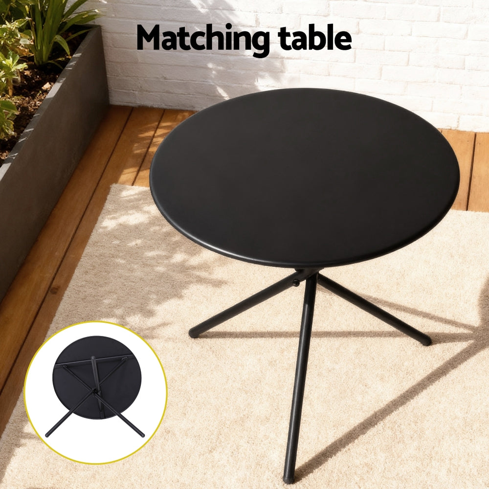 Gardeon 3PC Outdoor Bistro Set Table and Chairs Steel Dining Chair Patio Furniture Textilene-Furniture > Outdoor > Outdoor Dining Sets-PEROZ Accessories