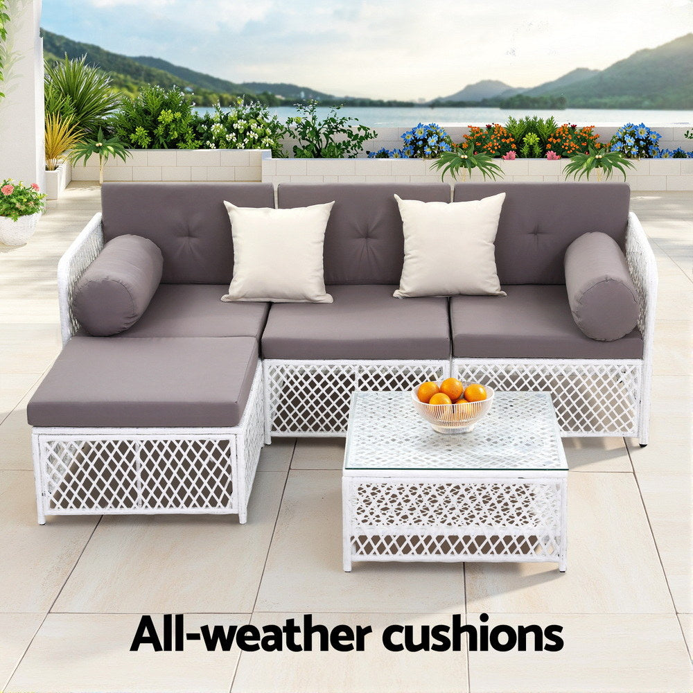 Gardeon 4 Seater Outdoor Sofa Set 5PCS Table Chair Set Garden Patio Furniture-Furniture > Outdoor > Outdoor Sofas & Lounge Sets-PEROZ Accessories