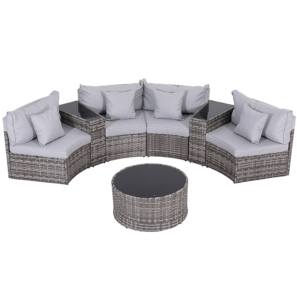 Gardeon 4 Seater Outdoor Sofa Set 7PCS Table Chair Set Garden Rattan Patio Furniture-Furniture > Outdoor > Outdoor Sofas & Lounge Sets-PEROZ Accessories