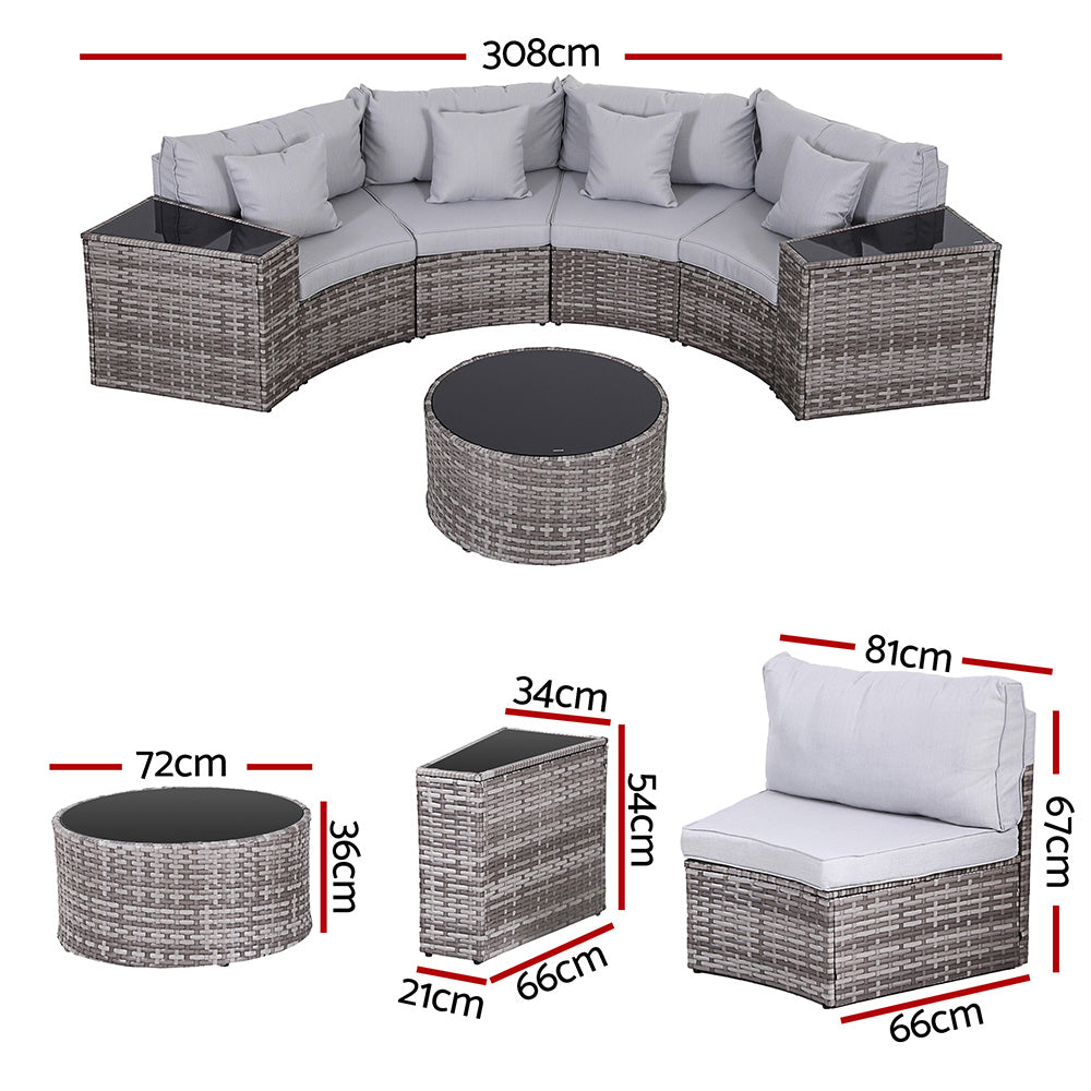 Gardeon 4 Seater Outdoor Sofa Set 7PCS Table Chair Set Garden Rattan Patio Furniture-Furniture > Outdoor > Outdoor Sofas & Lounge Sets-PEROZ Accessories