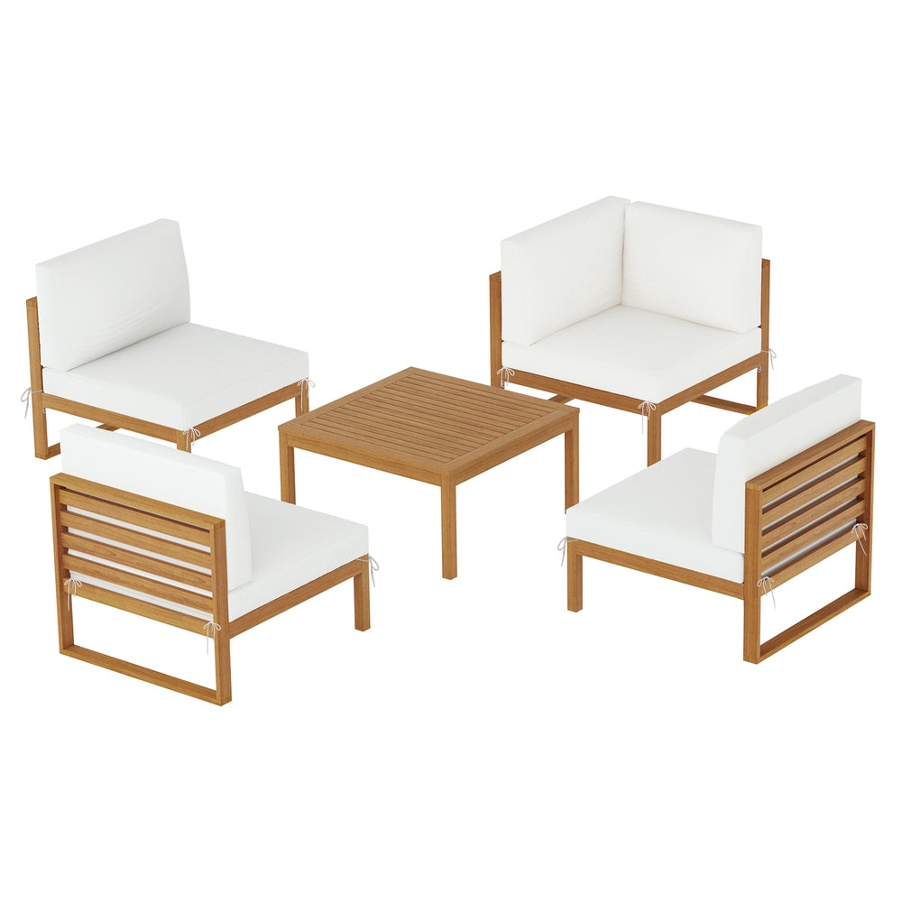Gardeon 4-Seater Outdoor Sofa Set Wooden Lounge Setting 5PCS-Furniture > Outdoor > Outdoor Sofas & Lounge Sets-PEROZ Accessories