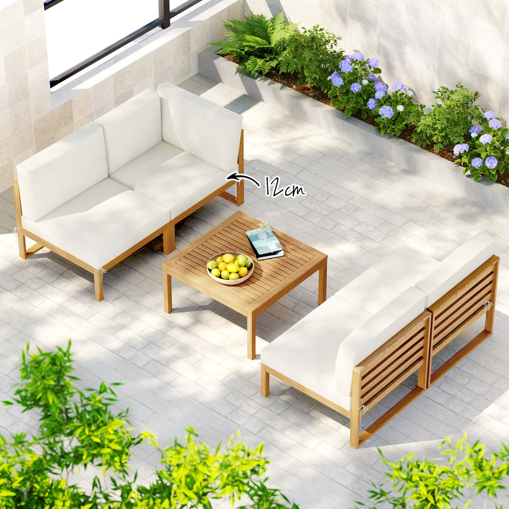 Gardeon 4-Seater Outdoor Sofa Set Wooden Lounge Setting 5PCS-Furniture > Outdoor > Outdoor Sofas & Lounge Sets-PEROZ Accessories