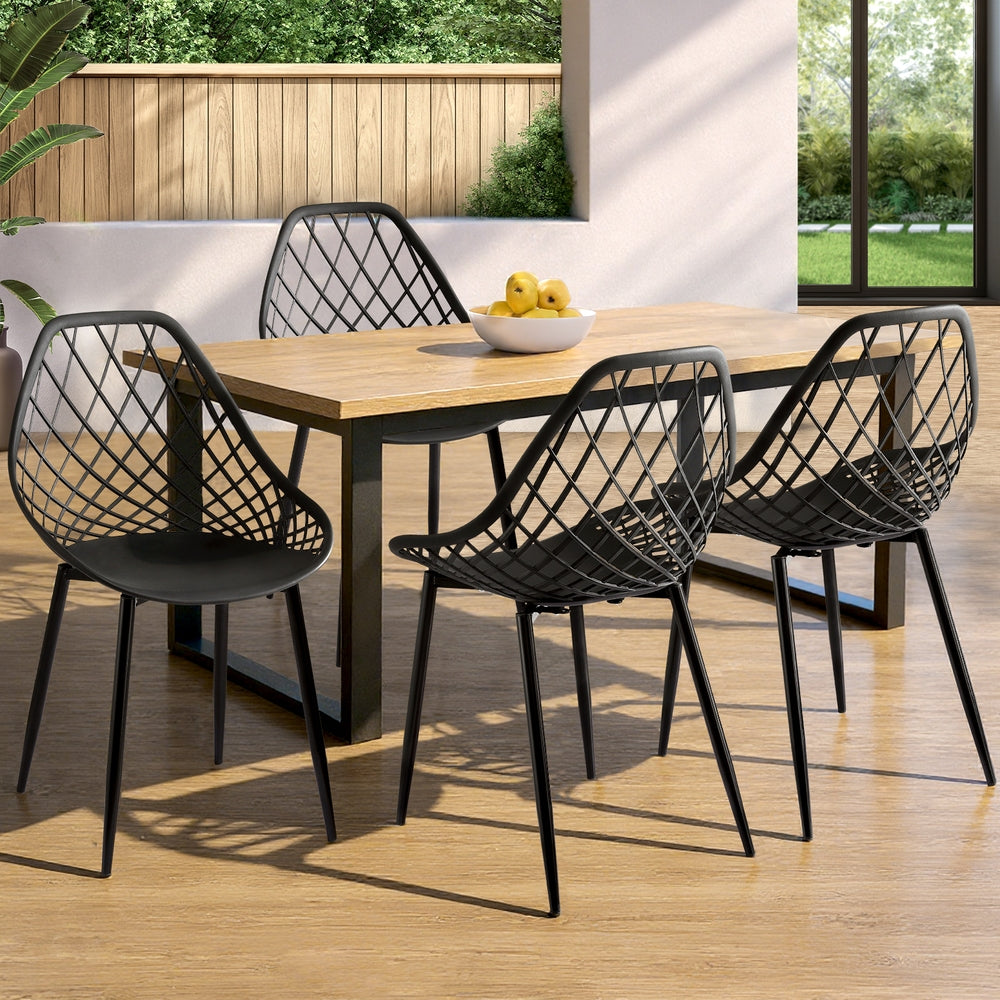 Gardeon 4PC Outdoor Dining Chairs PP Lounge Chair Patio Garden Furniture Black-Furniture > Outdoor > Outdoor Chairs-PEROZ Accessories