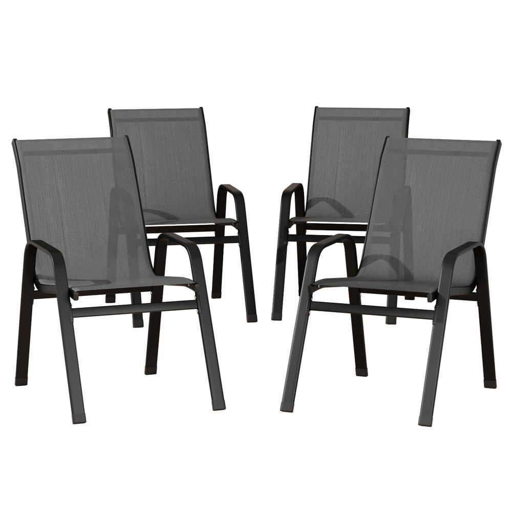 Gardeon 4PC Outdoor Dining Chairs Stackable Lounge Chair Patio Furniture Grey-Furniture > Outdoor > Outdoor Chairs-PEROZ Accessories
