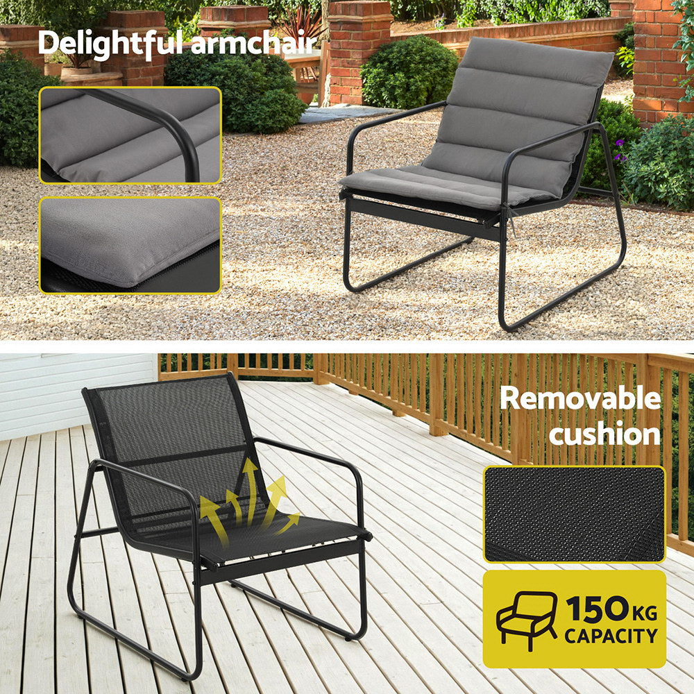Gardeon 4PCS Outdoor Sofa Set Table and Chairs Cushion textilene Patio Furniture-Furniture > Outdoor > Outdoor Sofas & Lounge Sets-PEROZ Accessories