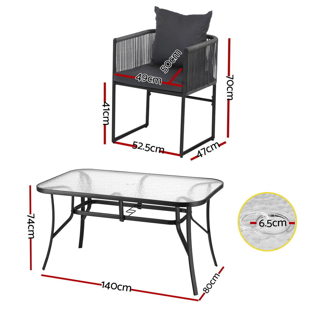 Gardeon 5PC Outdoor Dining Set Table and Chairs Patio Furniture Garden Bistro Set Black-Furniture > Dining > Dining Set-PEROZ Accessories