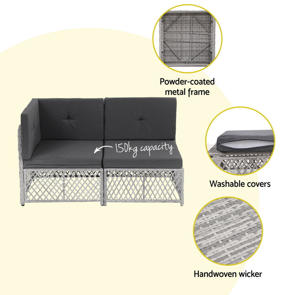 Gardeon 6 Seater Outdoor Sofa Set 7PCS Table Chair Set Garden Rattan Patio Furniture-Furniture > Outdoor > Outdoor Sofas & Lounge Sets-PEROZ Accessories