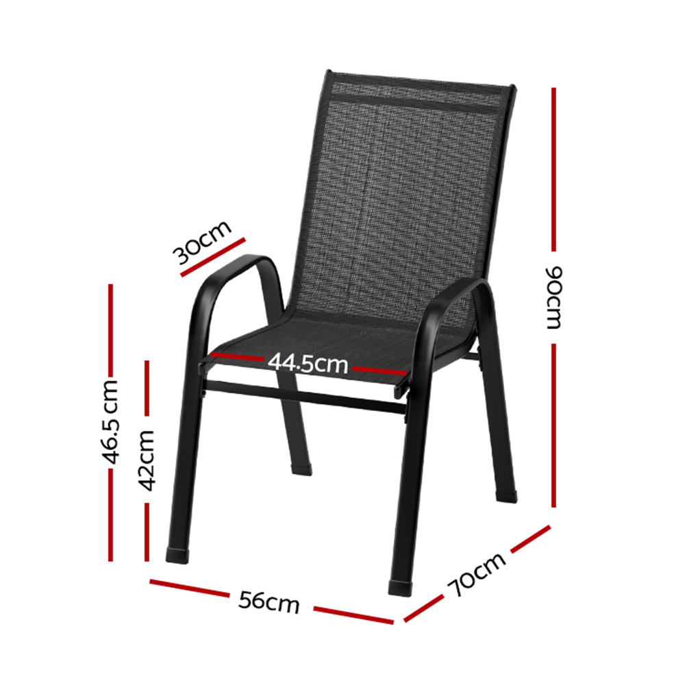 Gardeon 6PC Outdoor Dining Chairs Stackable Lounge Chair Patio Furniture Black-Furniture > Outdoor > Outdoor Dining Sets-PEROZ Accessories