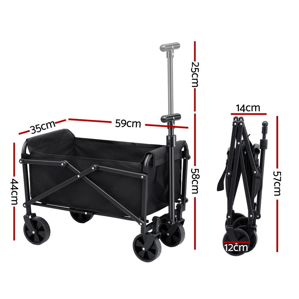 Gardeon Garden Cart Folding Trolley Camping Wagon Barrow Outdoor Beach Black-Home & Garden > Garden Tools > Spreaders & Wheelbarrows-PEROZ Accessories