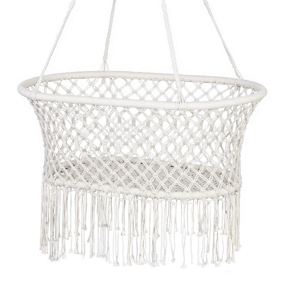 Gardeon Hammock Chair Cotton Swing Chair Outdoor Indoor Cream-Home & Garden > Hammocks > Hammocks & Accessories-PEROZ Accessories