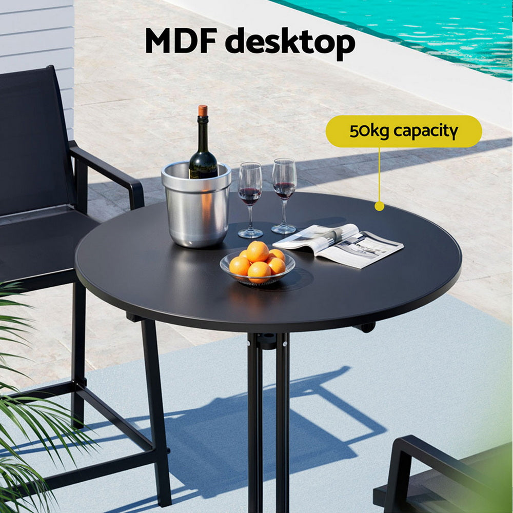 Gardeon Outdoor Bar Table Round Folding Desk Top 109cm Patio Furniture Black-Furniture > Bar Stools & Chairs > Table & Bar Stools-PEROZ Accessories