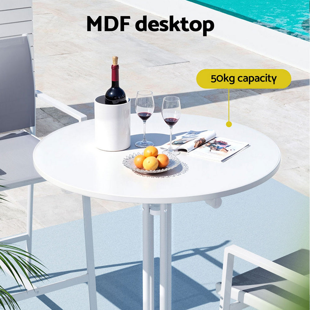 Gardeon Outdoor Bar Table Round Folding Desk Top 109cm Patio Furniture White-Furniture > Bar Stools & Chairs > Table & Bar Stools-PEROZ Accessories
