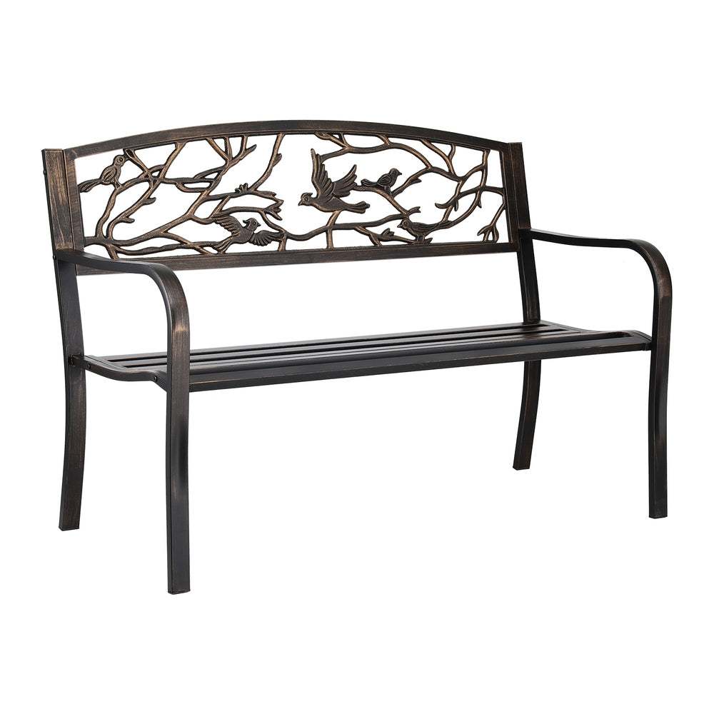 Gardeon Outdoor Bench Seat Garden Steel Outdoor Furniture 3 Seater Park Bronze-Furniture > Outdoor > Outdoor Benches-PEROZ Accessories