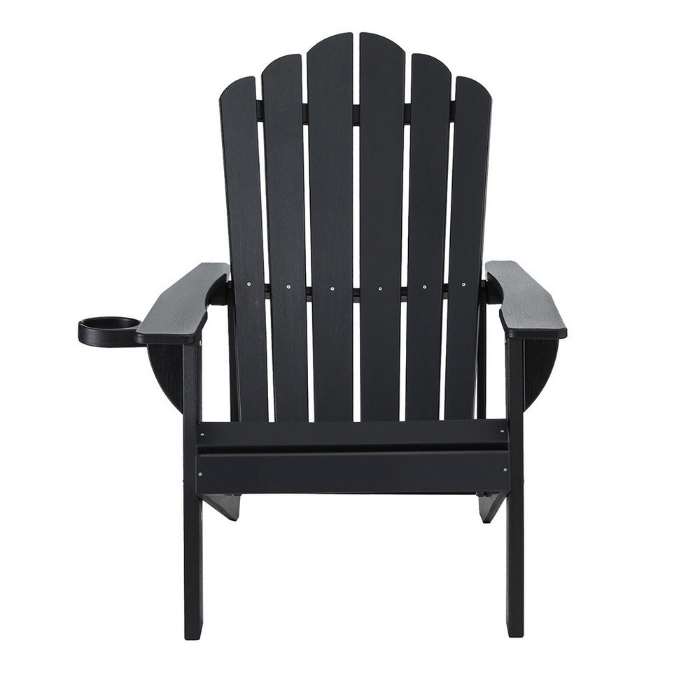 Gardeon Outdoor Chairs HDPE Adirondack Beach Chair Sun Lounge Patio Furniture Garden Black-Furniture > Outdoor > Outdoor Chairs-PEROZ Accessories