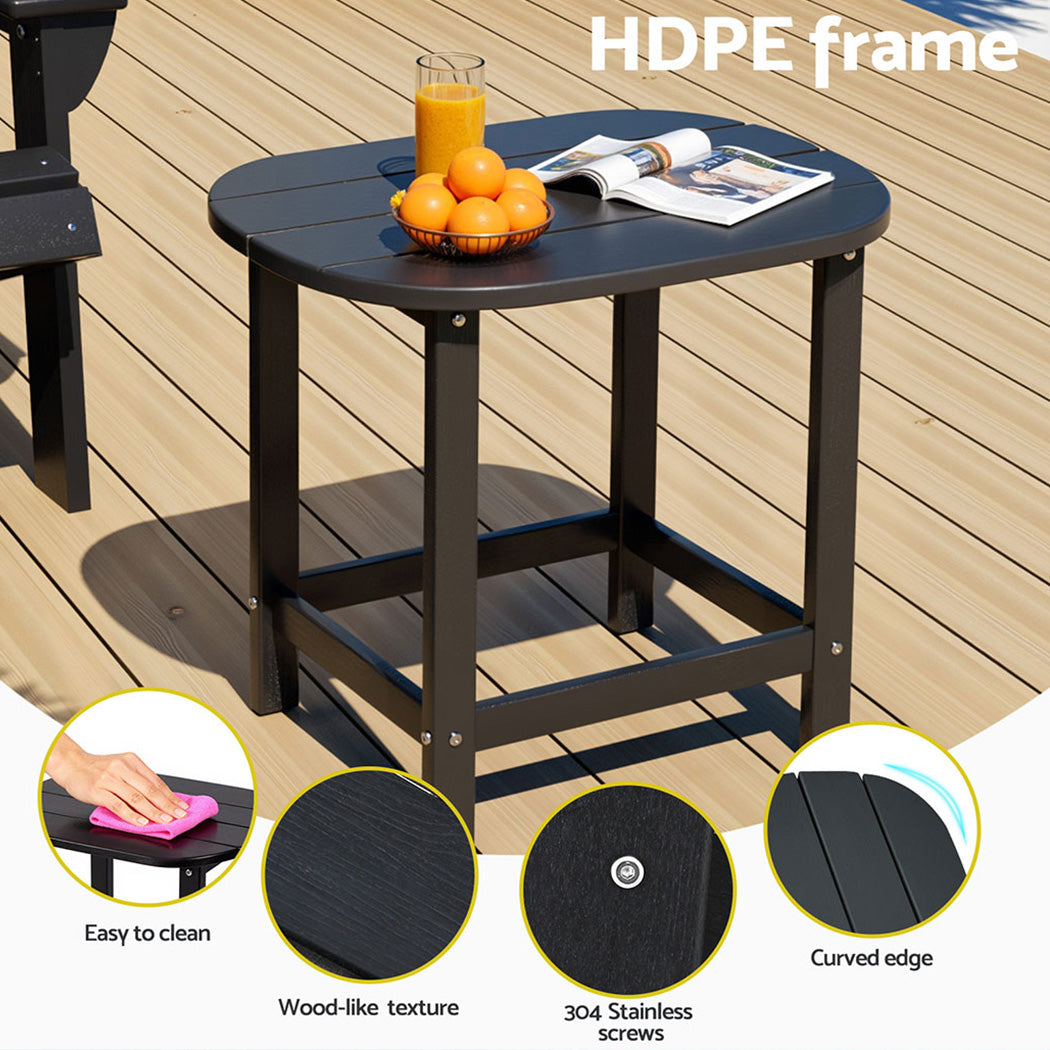 Gardeon Outdoor Coffee Side Table HDPE Desk Patio Furniture Camping Garden Black-Furniture > Outdoor > Outdoor Chairs-PEROZ Accessories