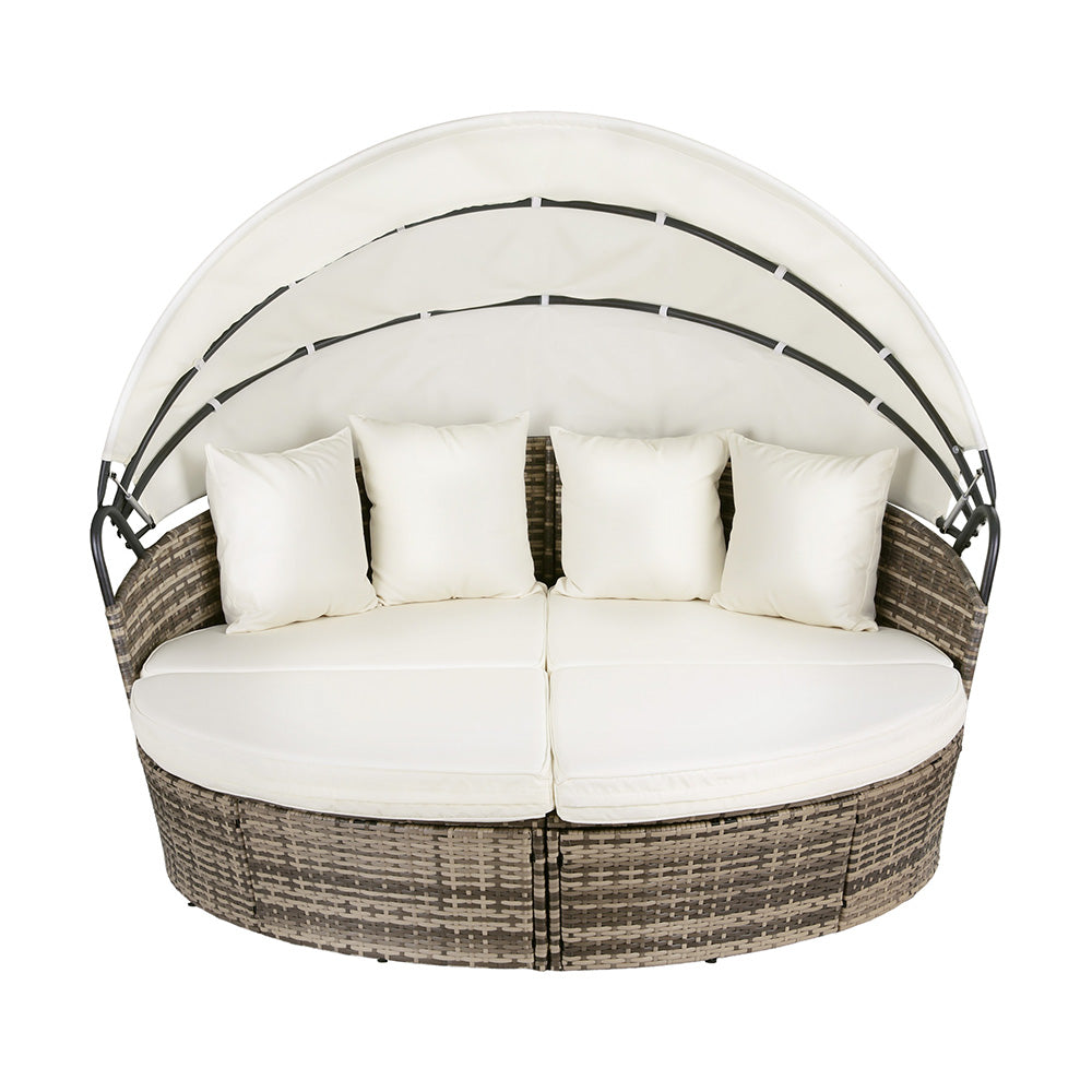 Gardeon Outdoor Day Bed Sun Lounge Setting Wicker Lounger Furniture Patio Beige Set of 3-Furniture > Sofas > Sofas & Sofa Beds-PEROZ Accessories