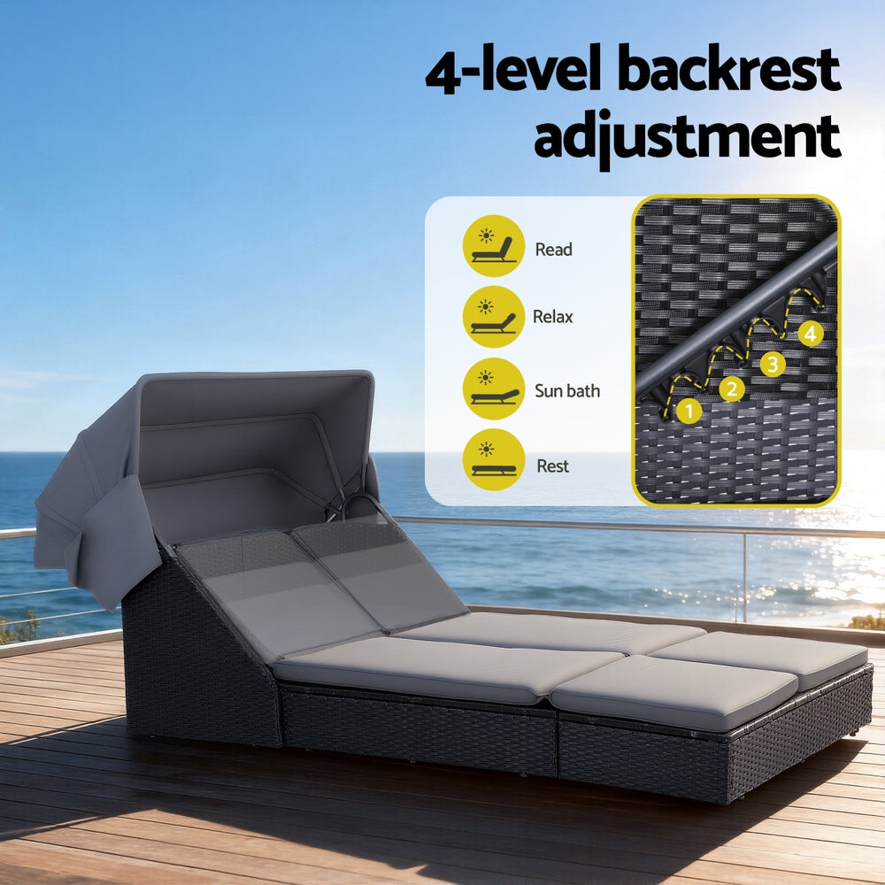 Gardeon Outdoor Day Bed Sun Lounge Setting Wicker Lounger Patio Furniture-Furniture > Sofas > Sofas & Sofa Beds-PEROZ Accessories