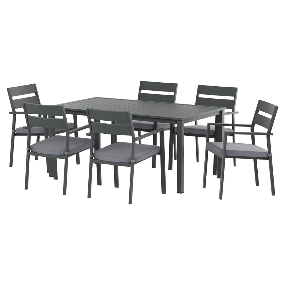 Gardeon Outdoor Dining Set 7 Piece Aluminum Table Chairs Setting Black-Furniture > Outdoor > Outdoor Dining Sets-PEROZ Accessories