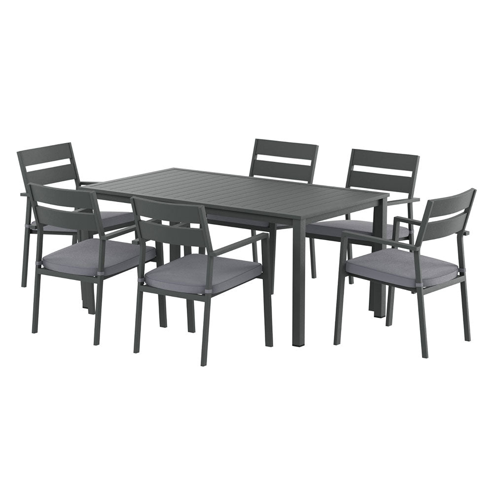 Gardeon Outdoor Dining Set 7 Piece Aluminum Table Chairs Setting Black-Furniture > Outdoor > Outdoor Dining Sets-PEROZ Accessories