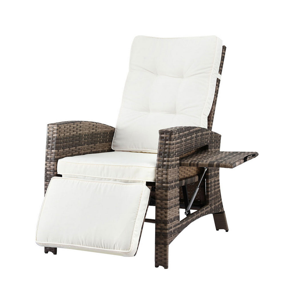 Gardeon Outdoor Recliner Chairs Sun lounge Wicker Lounger Patio Furniture Adjustable Brown-Furniture > Outdoor > Outdoor Chairs-PEROZ Accessories