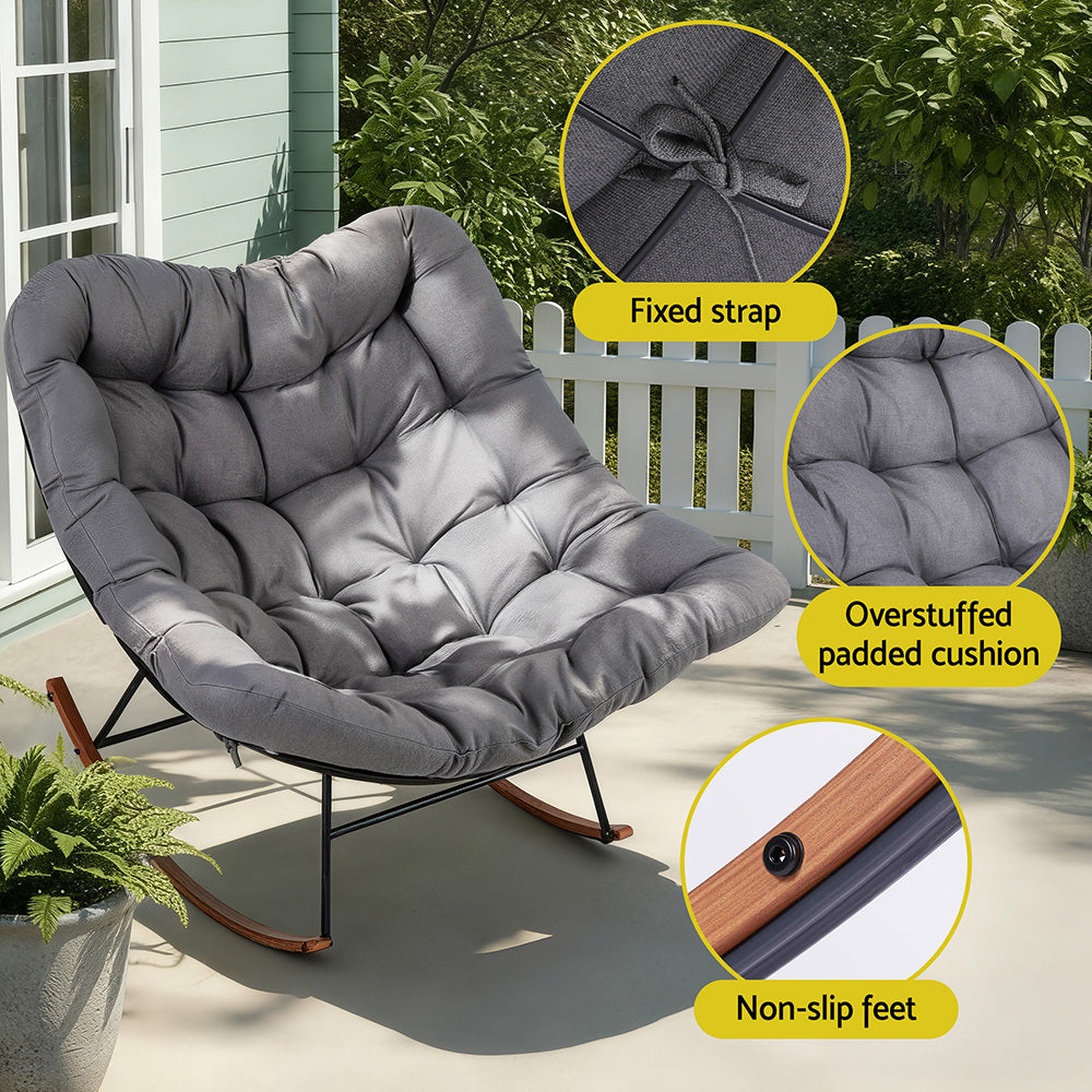 Gardeon Outdoor Rocking Chair Furniture Papasan Recliner Garden Patio Lounge Setting-Furniture > Outdoor > Outdoor Chairs-PEROZ Accessories