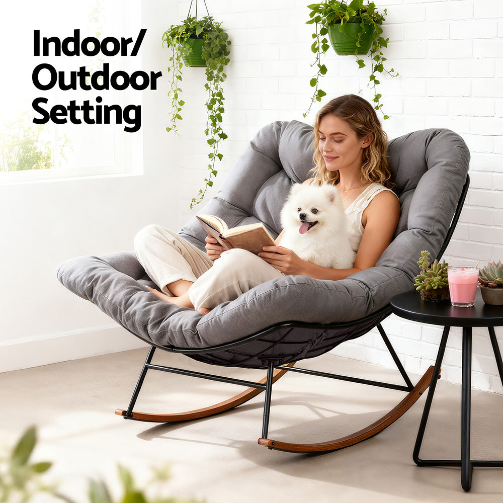 Gardeon Outdoor Rocking Chair Furniture Papasan Recliner Garden Patio Lounge Setting-Furniture > Outdoor > Outdoor Chairs-PEROZ Accessories