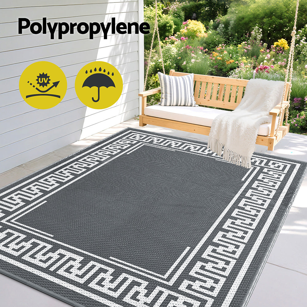 Gardeon Outdoor Rugs 152x244cm Large Carpet Reversible Area Mat PP Dual-Sided Patio Rug Greek Key-Home & Garden > Rugs > Outdoor Rugs-PEROZ Accessories
