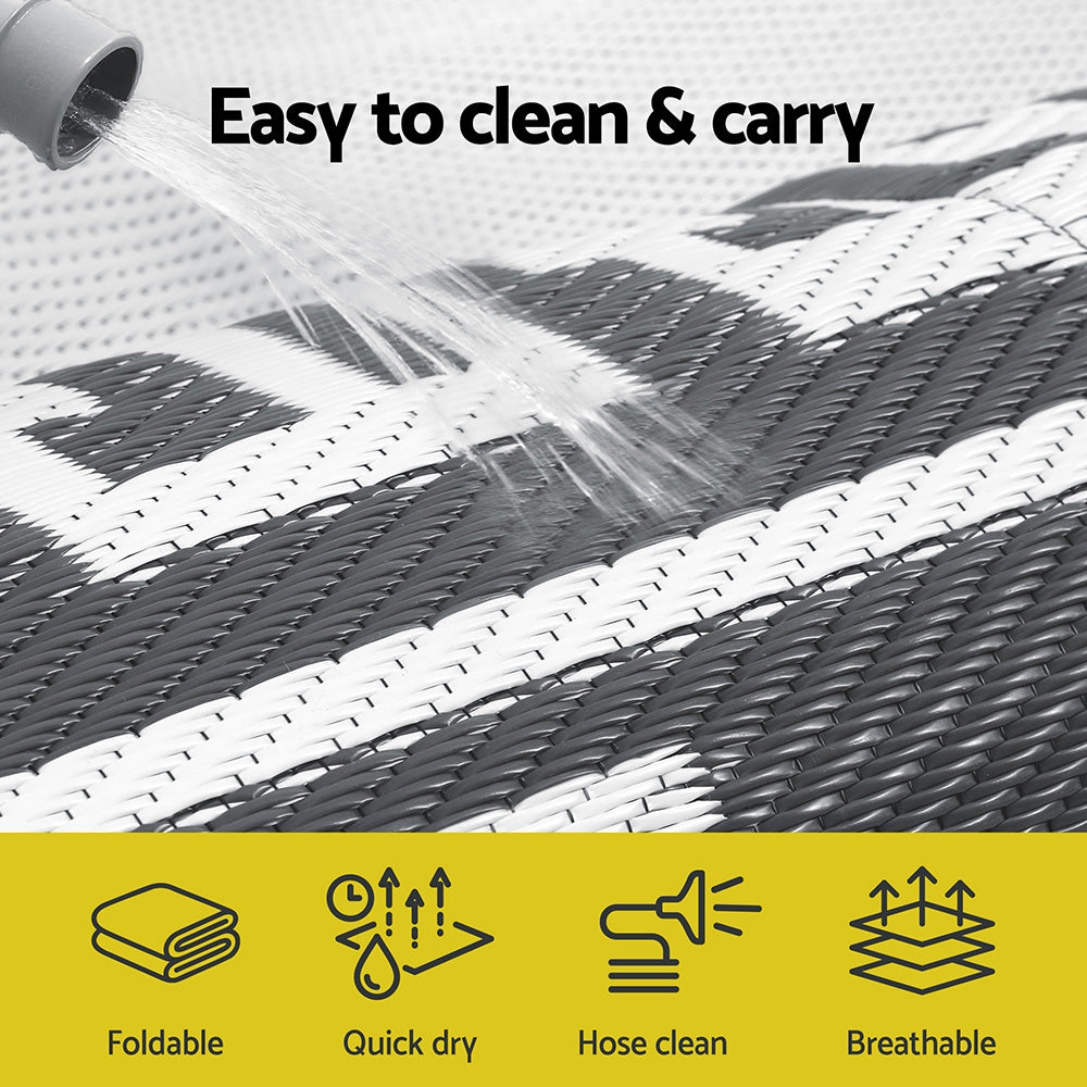 Gardeon Outdoor Rugs 274x366cm Large Carpet Reversible Area Mat PP Dual-Sided Patio Rug Greek Key-Home & Garden > Rugs > Outdoor Rugs-PEROZ Accessories