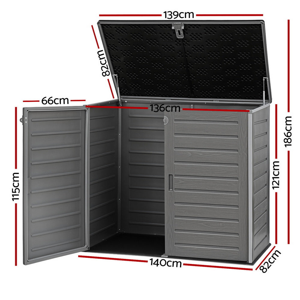 Gardeon Outdoor Storage Box 1170L Container Lockable Cabinet Tool Organizer Shed Grey-Furniture > Outdoor > Outdoor Storage Boxes-PEROZ Accessories