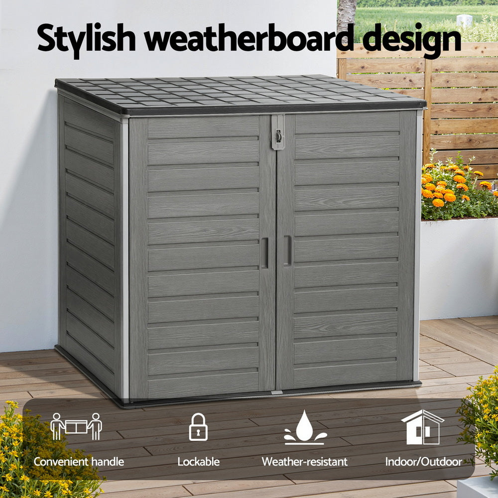 Gardeon Outdoor Storage Box 1170L Container Lockable Cabinet Tool Organizer Shed Grey-Furniture > Outdoor > Outdoor Storage Boxes-PEROZ Accessories